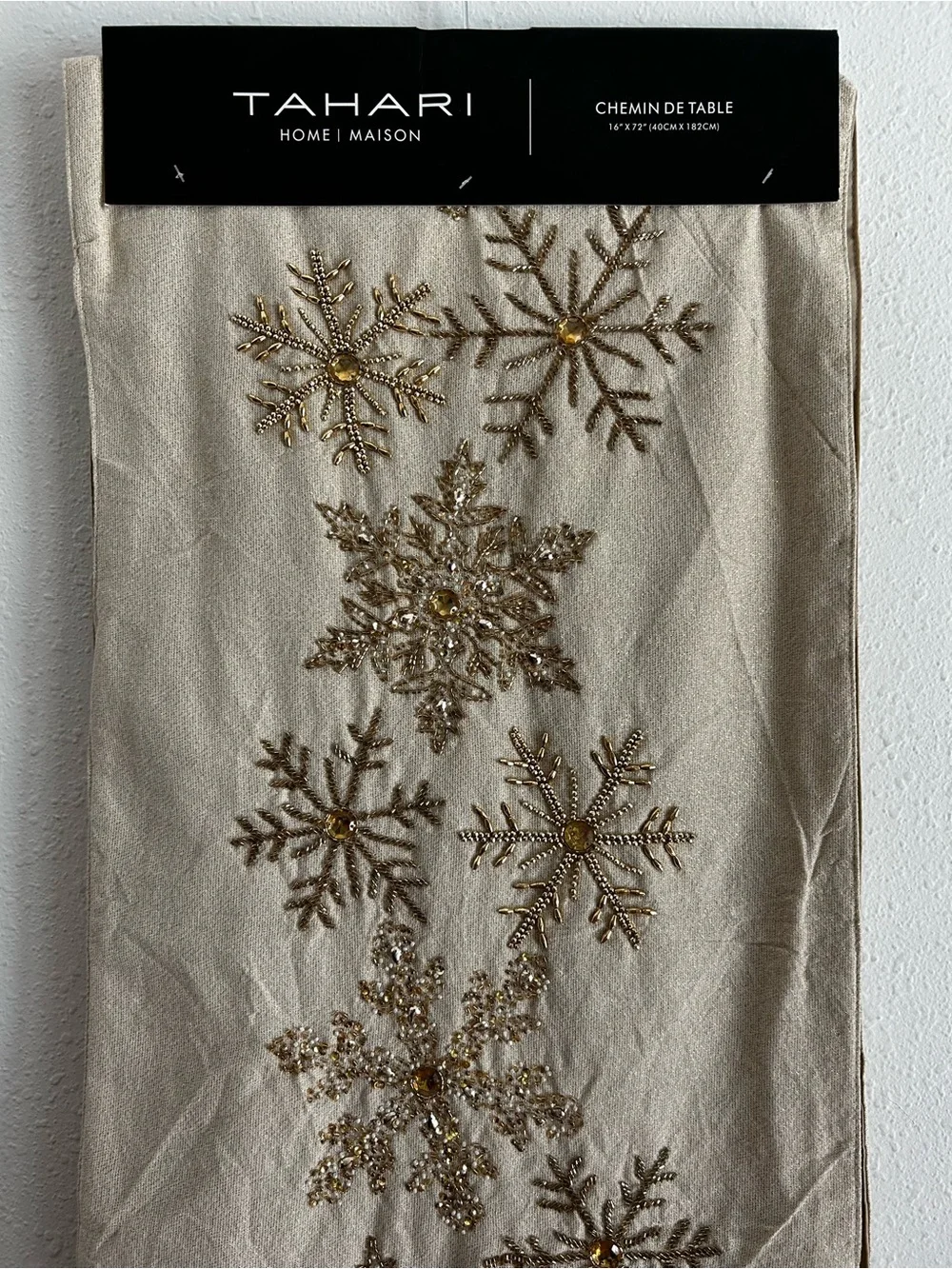Tahari Gold Beaded Table Runner Glam Christmas Holiday NYE Party 16